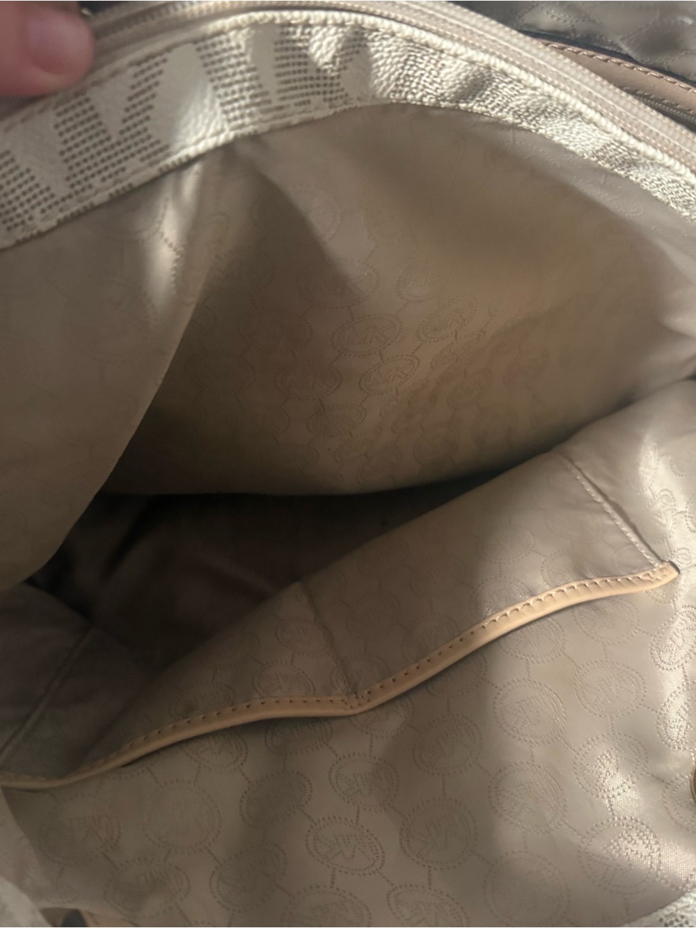 Michael Kors Beige and Cream Logo Tote with Leather Trim - Picture 4 of 4